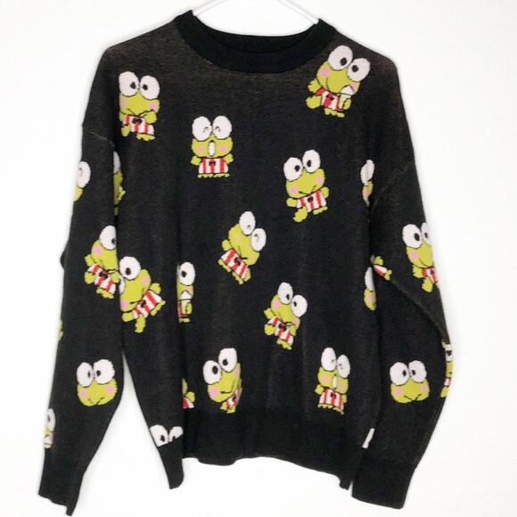 Hello Kitty Forever 21 Keroppi black green frog sweater size Medium - Picture 1 of 14
